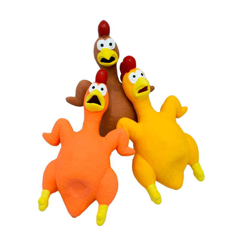 Pet Dog Toy Squeaky Chicken Latex Chew-Resistant for Large and Medium Dogs Boredom Relief Sound-Making Toy for Puppies