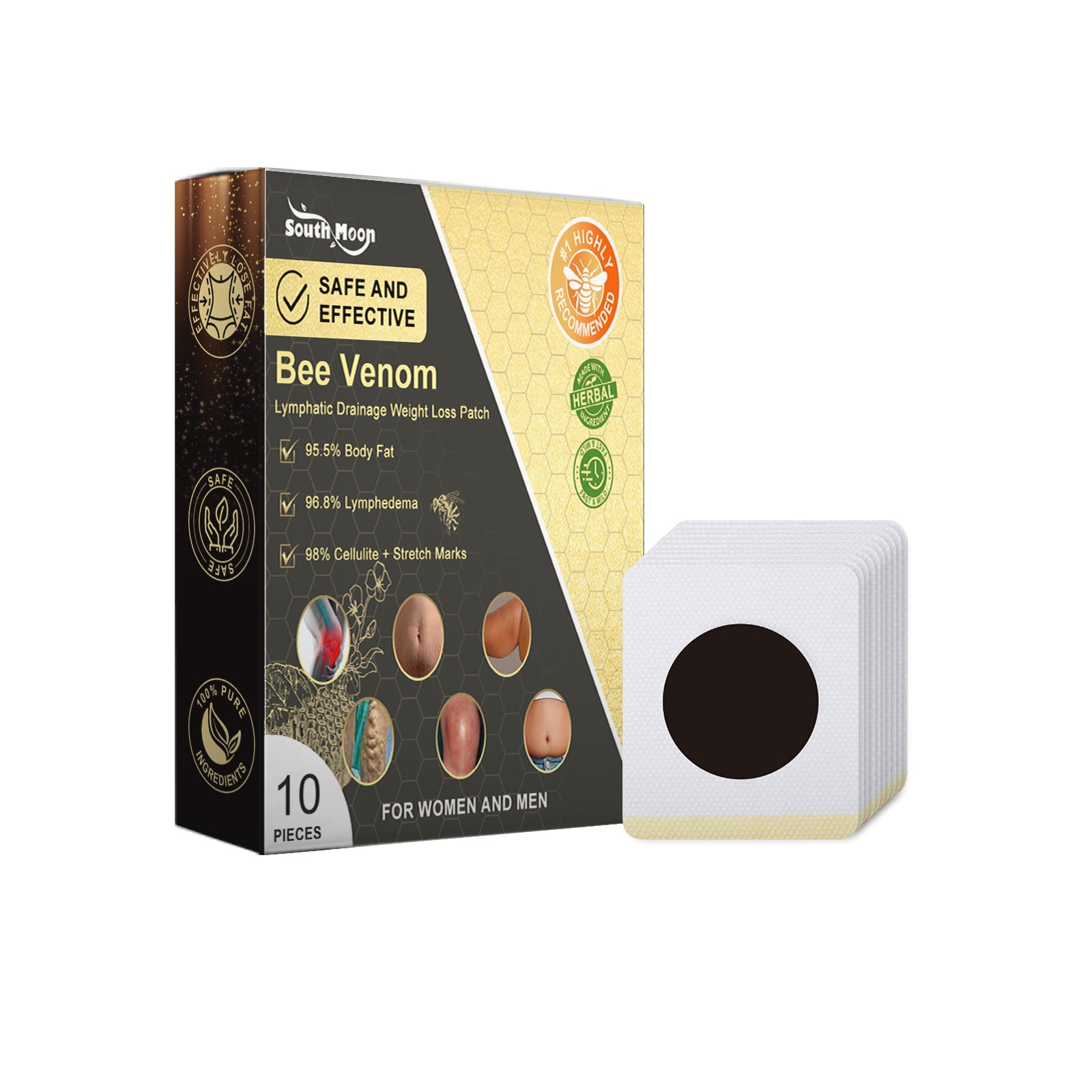 Bee Venom Lymphatic Drainage Weight Loss Patch, Lymphatic Slimming Paste Shaping Slimming Digestion Health Vitality Detumescence Care Body Shaping Considerate