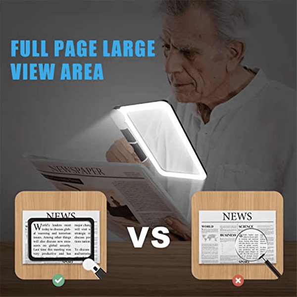 Full-Page 5X Magnifying Glass for Reading, Folding Lighted Magnifier with 48 LED Lights, Rectangular Handhold Magnifier