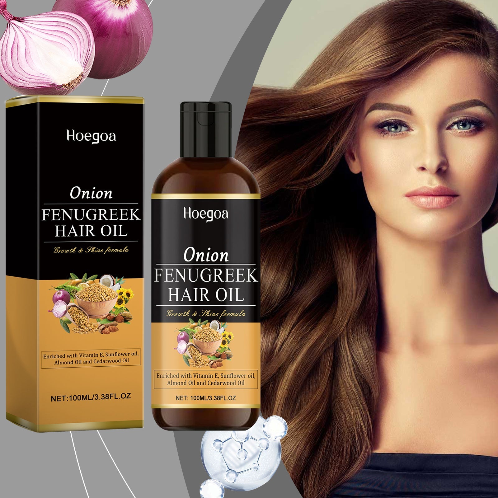 Onion Hair Care Essential Oil Repairs Dry Hair And Irritated Hair, Moisturizes, Moisturizes, And Softens Hair Essential Oil