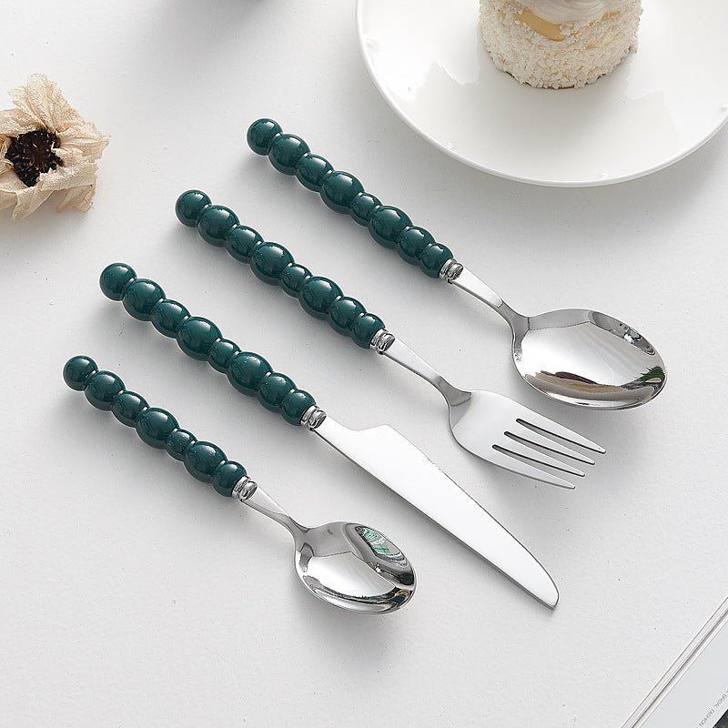 Set of 4 Stainless Steel price Creative Stainless Steel Colorful Pearl Handle Spoon Fork Knife High End Cutlery Set