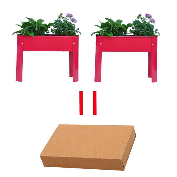 Elevated garden bed.metal elevated outdoor flowerpot box.suitable for backyard and terrace.large flowerpot. Red x 2