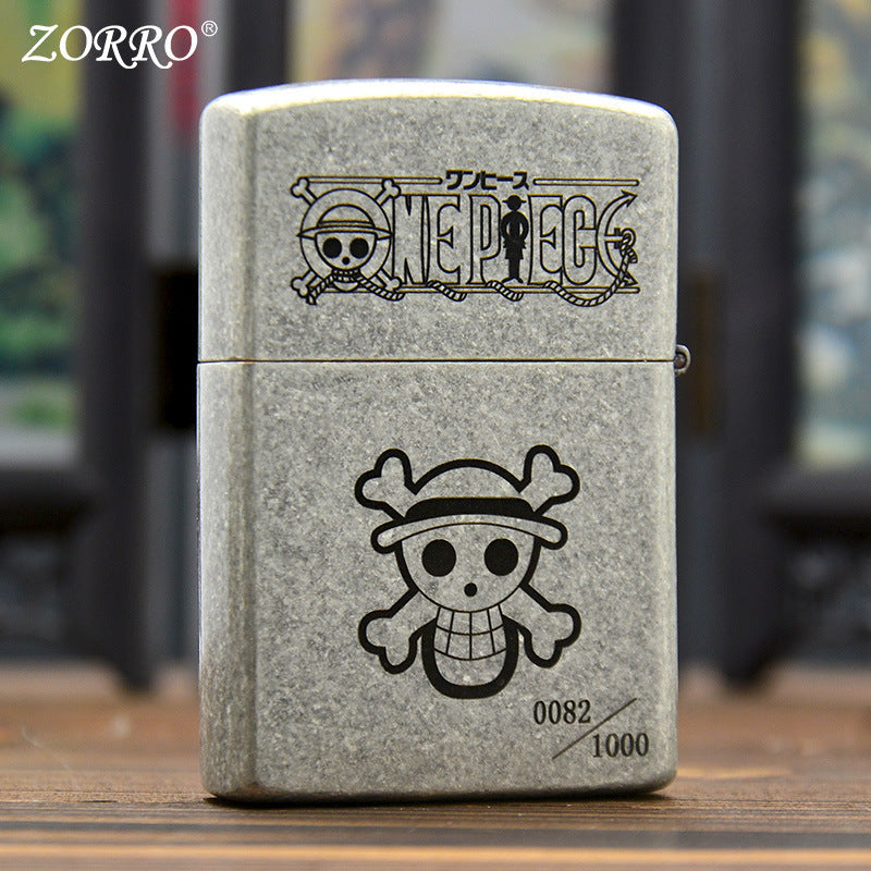 ZORRO Zoro Ancient Silver Pirate King Luffy Kerosene Lighter