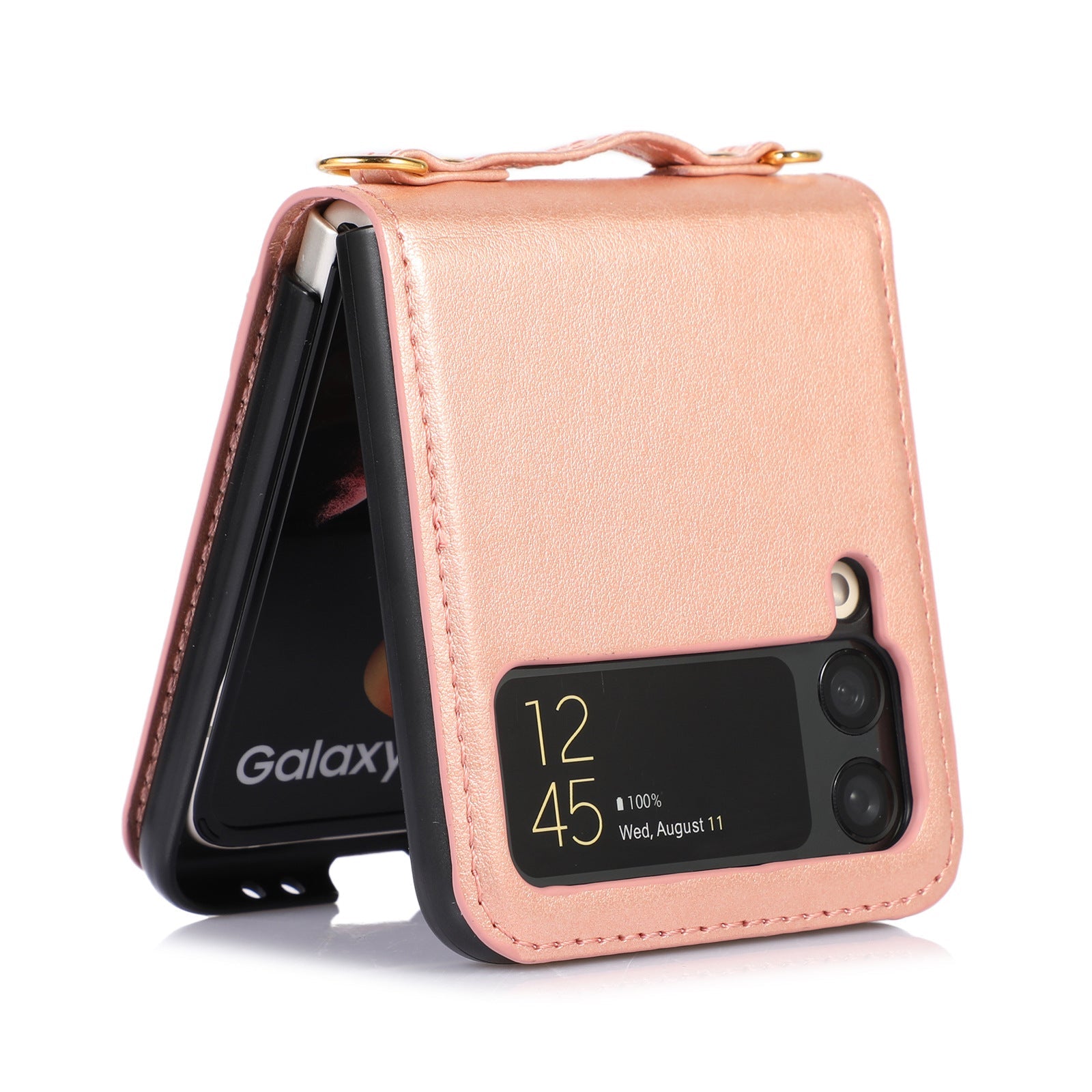 New Samsung Z Flip5 Folding Screen Phone Case with Diagonal Span Galaxy Z Flip4 Card Insertion Protective Cover