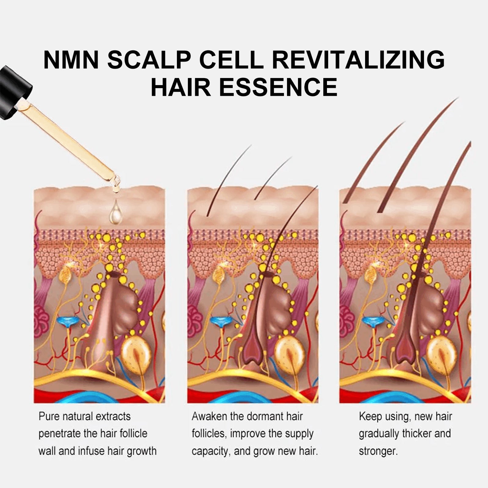 NMN Scalp Cell Revitalizing Hair Essence, Hair Care Strengthen And Strengthen Hair Repair Hair Root Thickening Hair Moisturizing Essence