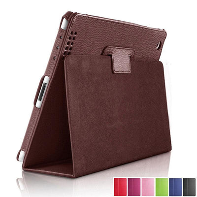 For Apple ipad 2 3 4 Case Auto Flip Litchi PU Leather Cover For New ipad 2 ipad 4 Smart Stand Holder Folio Case