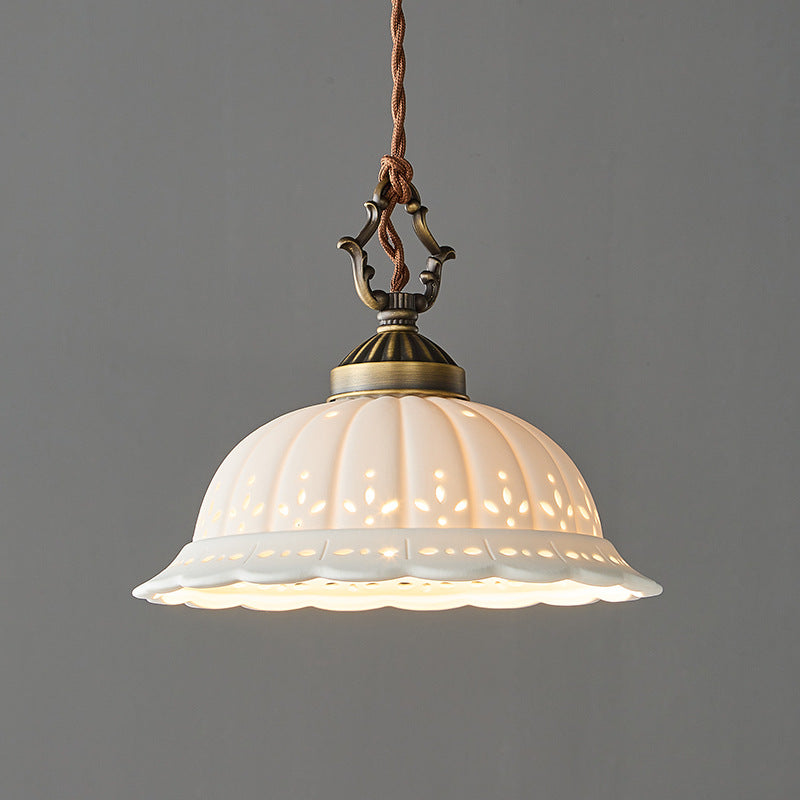 Copper Bedside Pendant Light Bedroom Modern Luxury French Retro Japanese American Artistic Aged Small Pendant Light