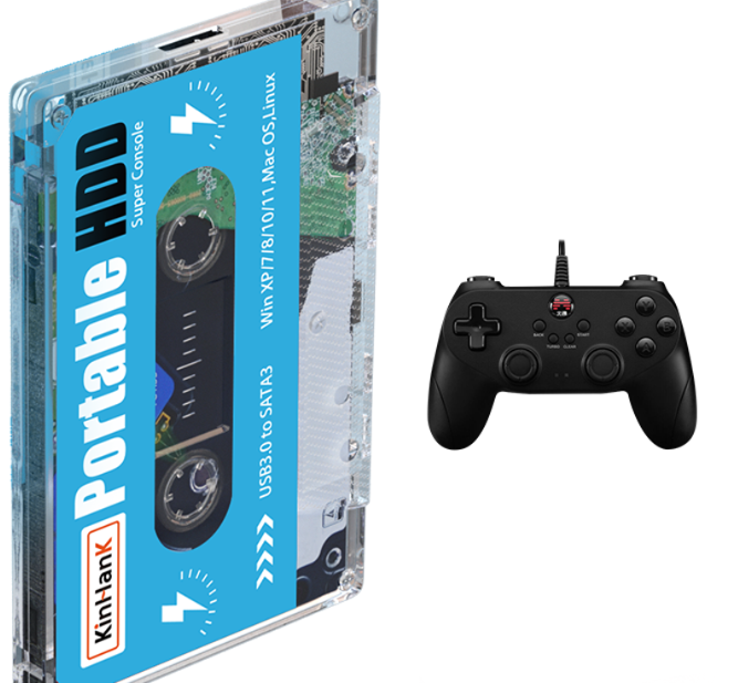 Kinhand 500G HDD Portable External Hard Drive Disk 55000 Retro Games For PSP/SEGA SATURN/Wii Gaming Card for Computer Laptop