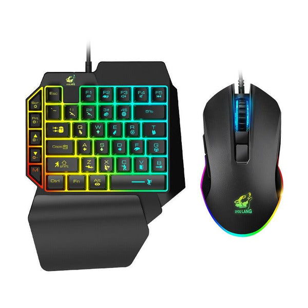 Free Wolf T1 One handed Keyboard and Mouse Set Throne Mechanical Touch Keyboard and Mouse Set