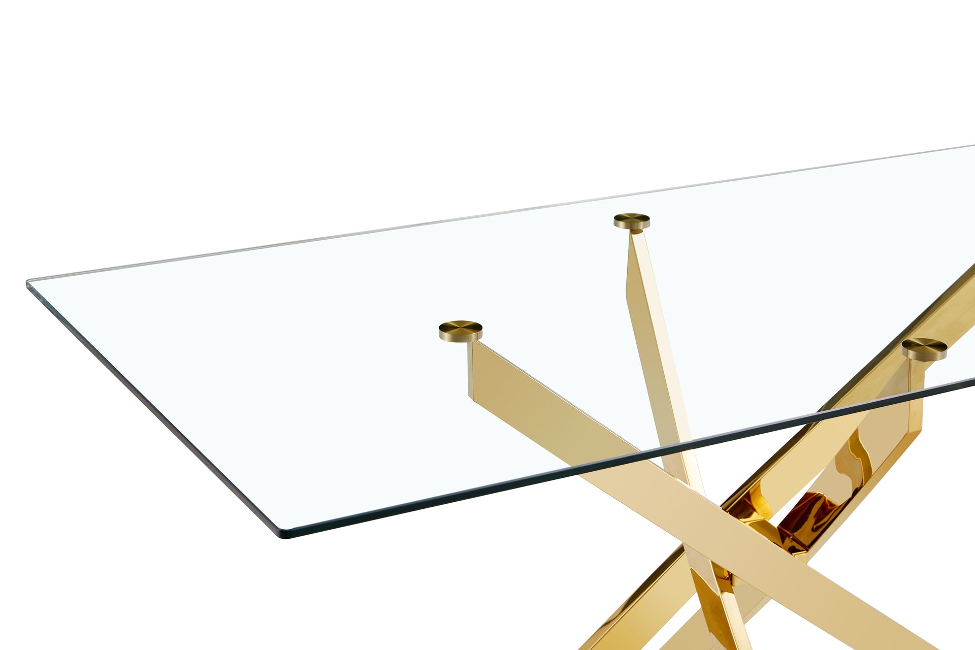 TEMPERED CLEAR GLASS GOLDEN LEG DINNING TABLE 63