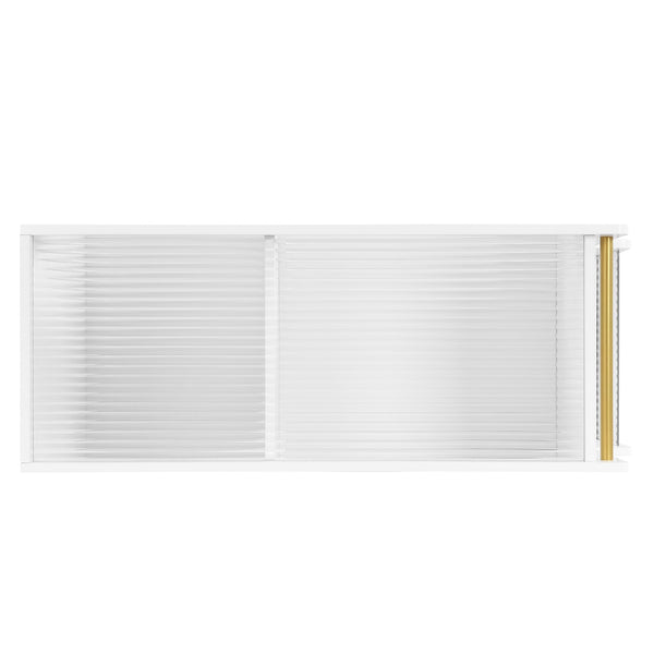 Stylish mobile desk with lockable wheels, white bedside table with 5mm thick grooved tempered glass and gold round bars