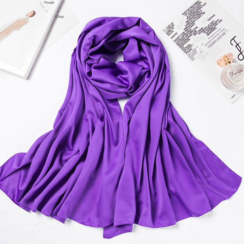 Malaysia bawal 110*110cm Large Square Scarf Single Color Matte Satin Silk Scarf Women's Headscarf Shawl