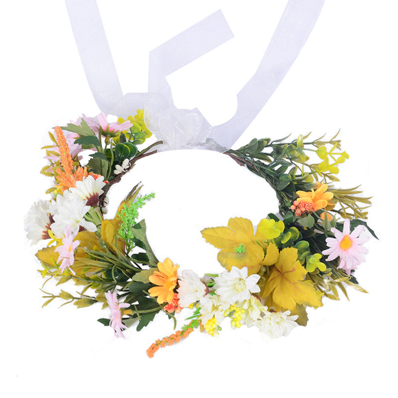 Flower garland scenic spot birthday wedding best friend bridesmaid headband small chrysanthemum flower wreath headwear