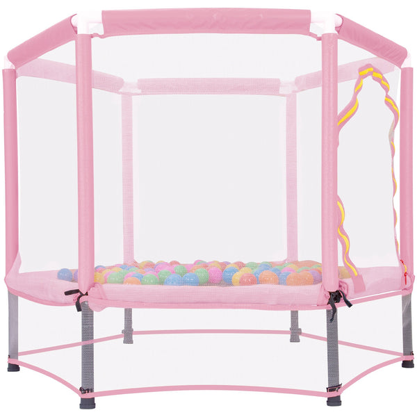 55'' Toddlers Trampoline with Safety Enclosure Net and Balls, Indoor Outdoor Mini Trampoline for Kids