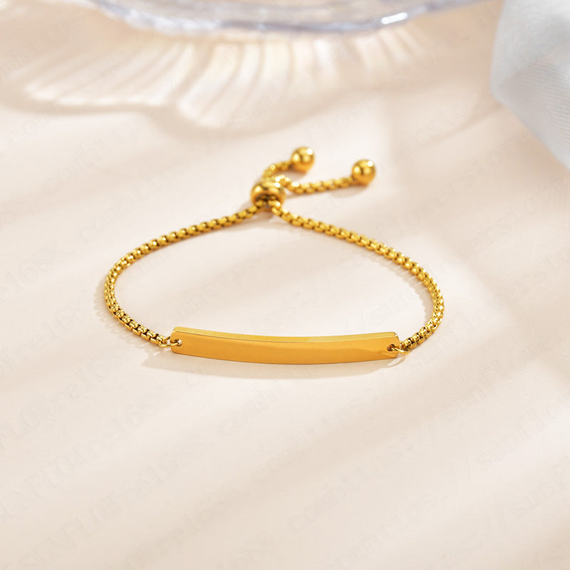 Stainless steel personalized engraved three color curved bracelet simple and personalized women's bracelet