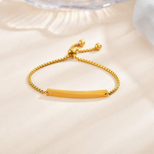 Stainless steel personalized engraved three color curved bracelet simple and personalized women's bracelet