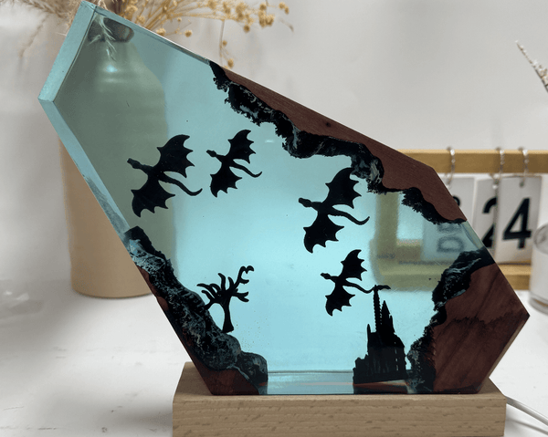 Fire Dragon and Ice Dragon Resin Lamp 3D Dragon Desk Lamp Game of Power Dragon Lamp Lighting Home Decoration