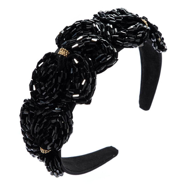 High Quality Hair Hoop Ladies Hand-String Crystal Flower Shape Super Flash Wide-Brimmed Head Hoop Fashion Trendy Hair Press