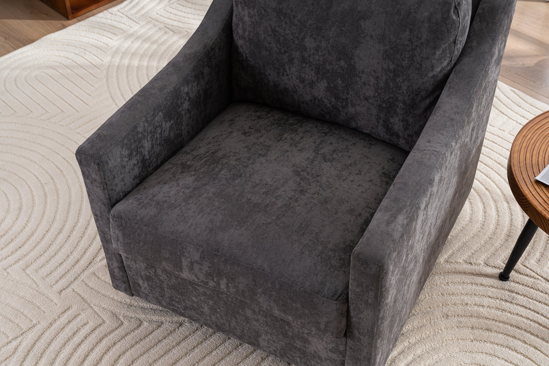 Large swivel chair, soft cushion armchair, modern chair, skin friendly gradient linen fabric, comfortable sitting gray