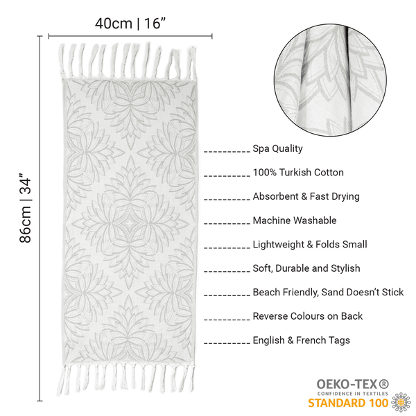 Turkish Towel | Hand Towel | Grey + White