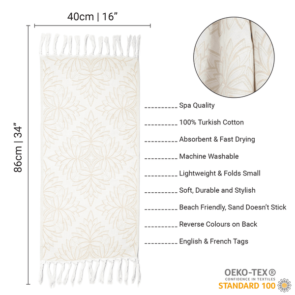 Turkish Towel | Hand Towel | Oat + White