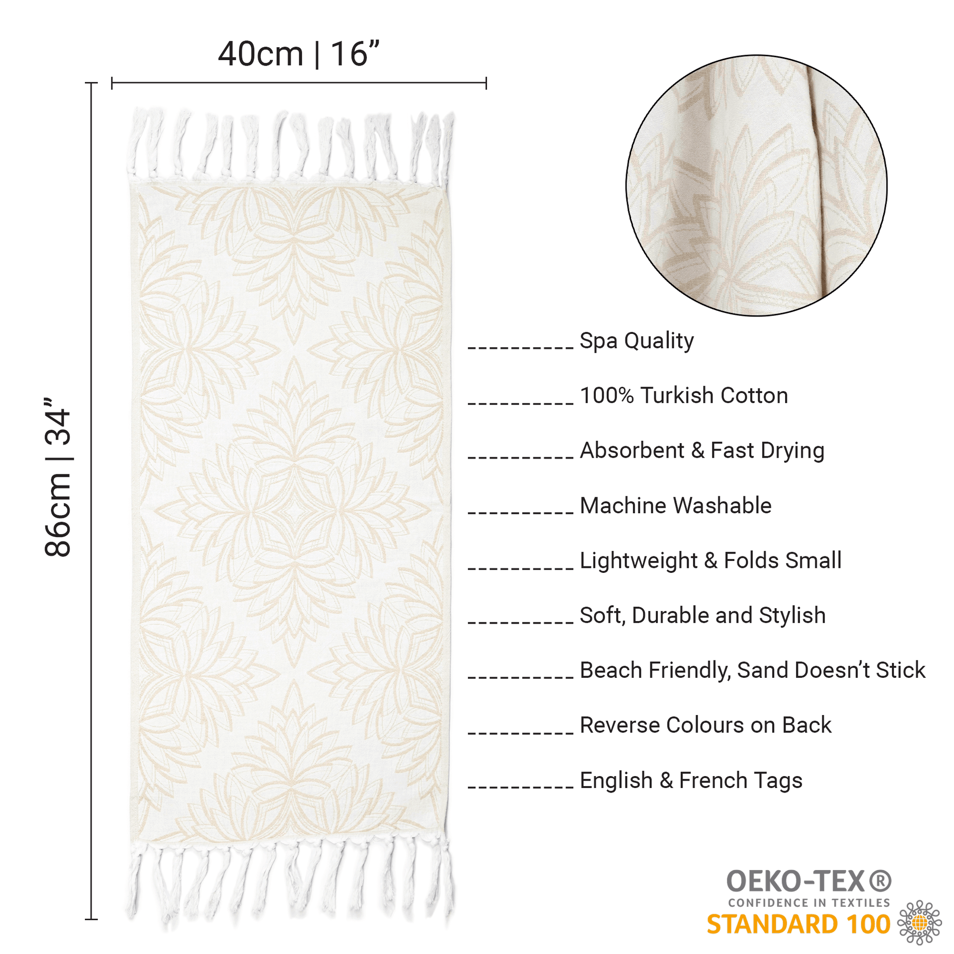 Turkish Towel | Single Set | Oat + White