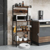 4-Tier Kitchen Bakers Rack with Power Outlet and 8 Hooks-Rustic Brown