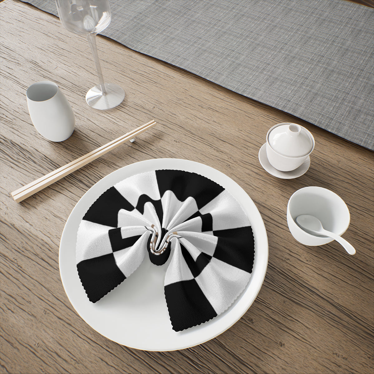 Personalized Black and White Coffee Napkins – Reusable Cloth Napkins for Café or Home Use