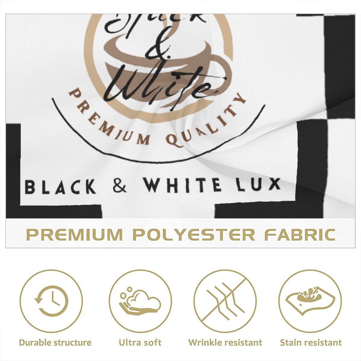 Personalized Black and White Coffee Napkins – Reusable Cloth Napkins for Café or Home Use