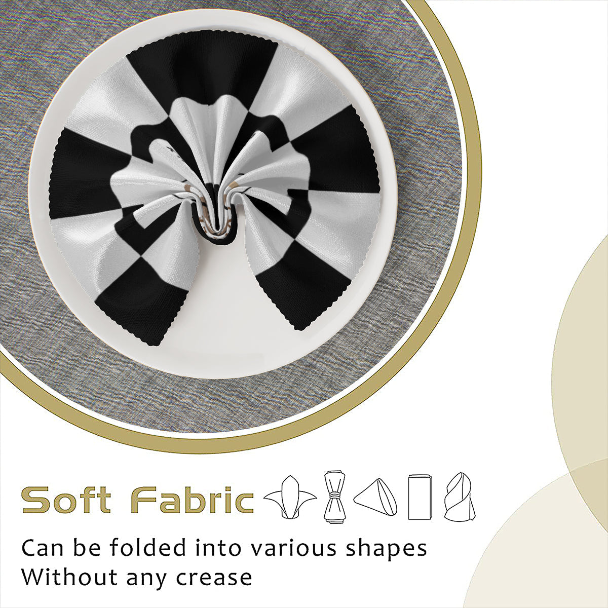 Personalized Black and White Coffee Napkins – Reusable Cloth Napkins for Café or Home Use