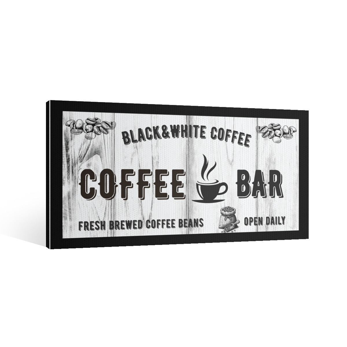 Statement Coffee Bar Wall Art – Black & White Canvas Sign