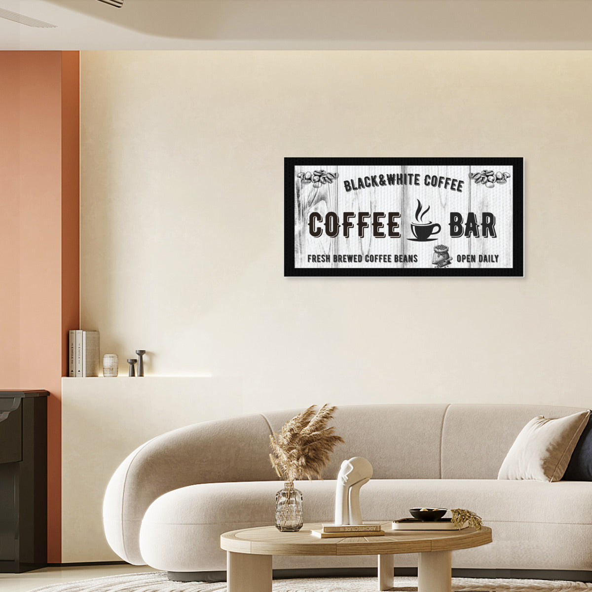 Statement Coffee Bar Wall Art – Black & White Canvas Sign