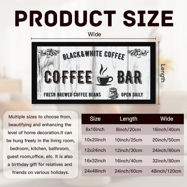 Statement Coffee Bar Wall Art – Black & White Canvas Sign