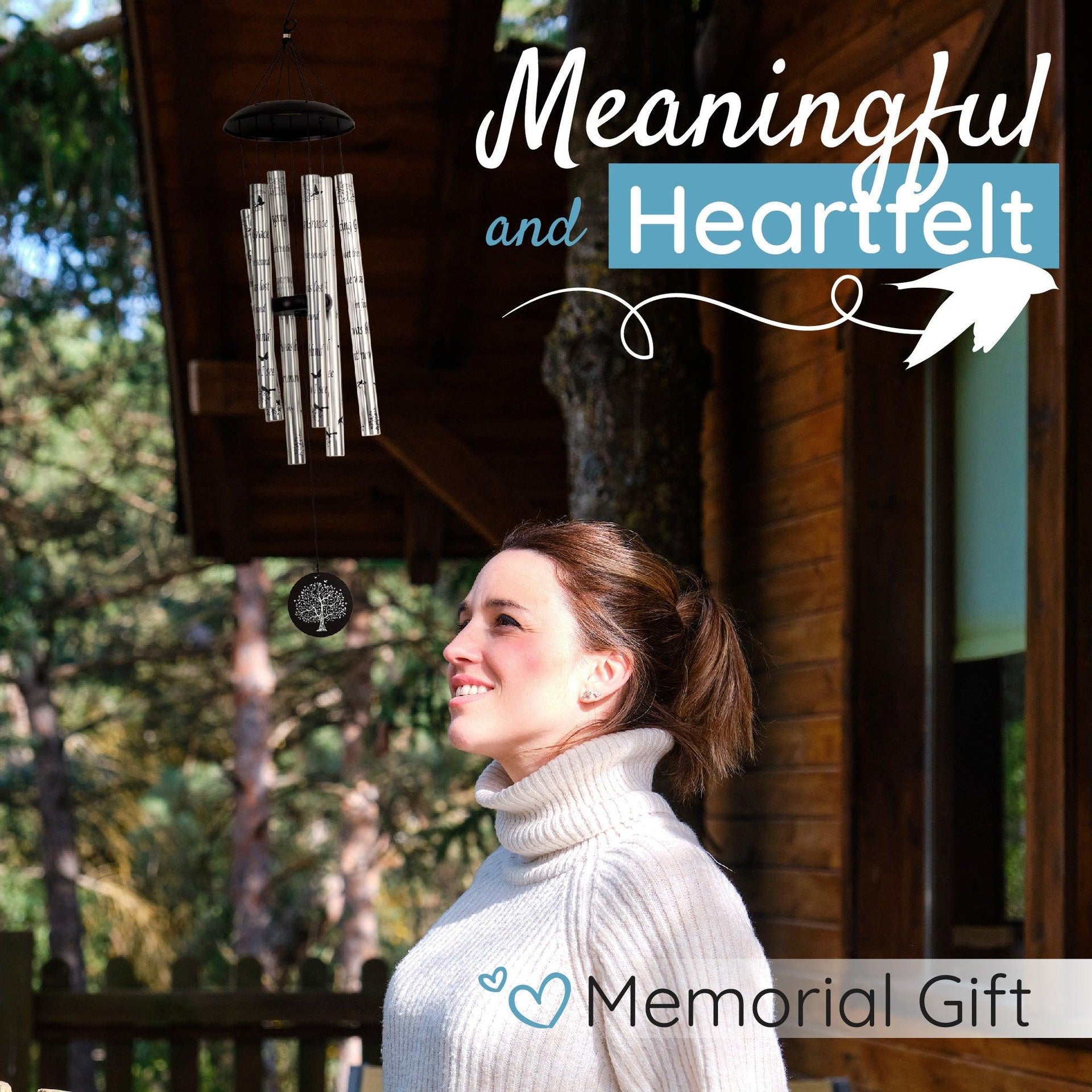 Gift Bundle - Serenity Memorial Wind Chimes, Thoughtful Gift For Special Occasions or Reflections Amazing Grace Scripture 40
