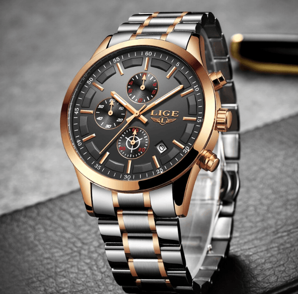 Men's Waterproof  Watch With Chronometers And Date Display Unique Design Perfect Gift