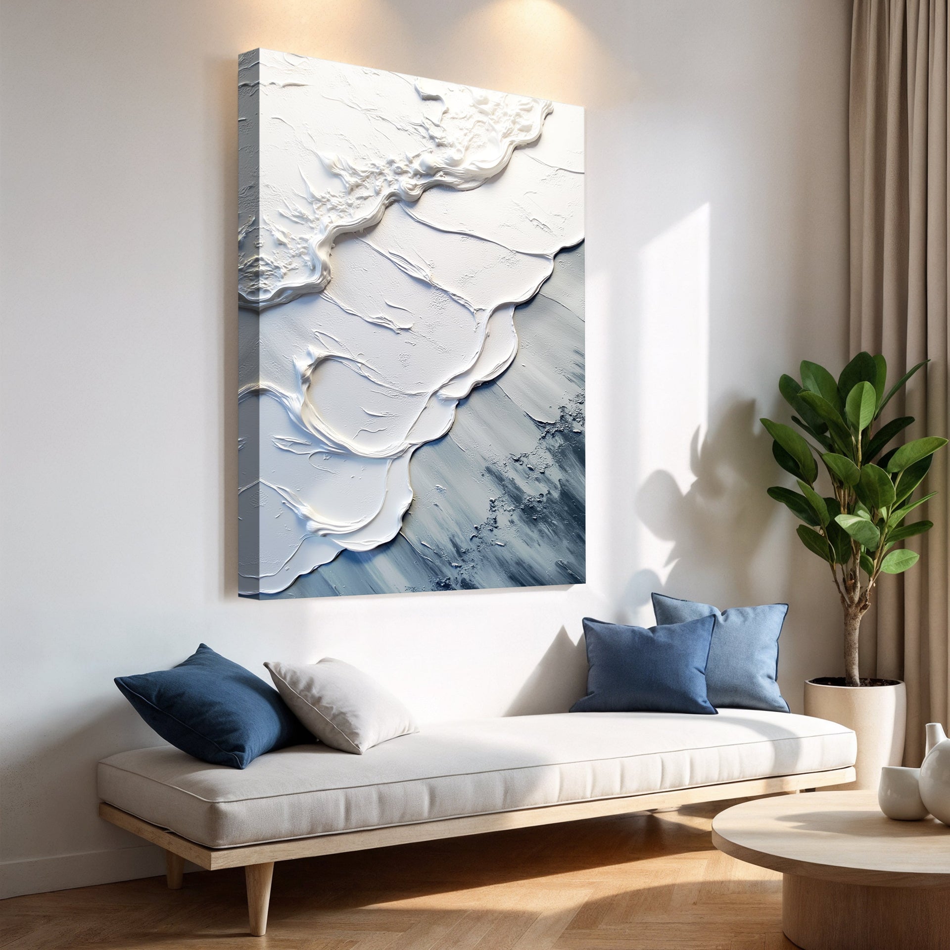 Abstract Minimalist Wave Impasto Wall Art II Tailored Canvases