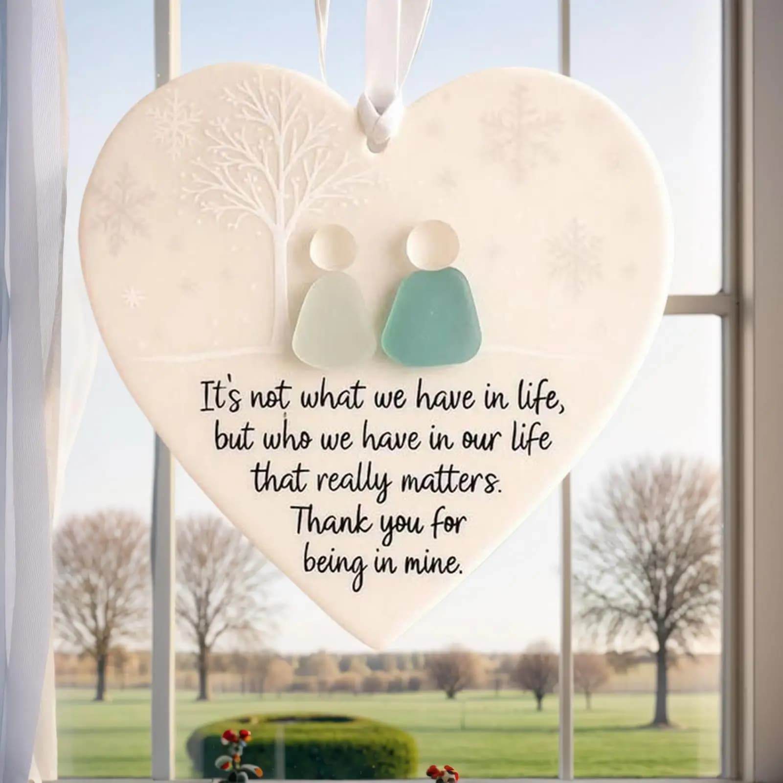 3D Printed Ceramic Love Heart Ornament for Friendship Decor