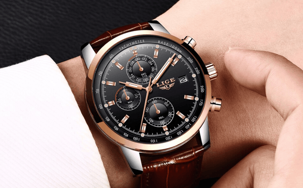 Men's  Waterproof Watch With Chronometers Date Display And Fluorescent Pointers Excellent Look Perfect Gift