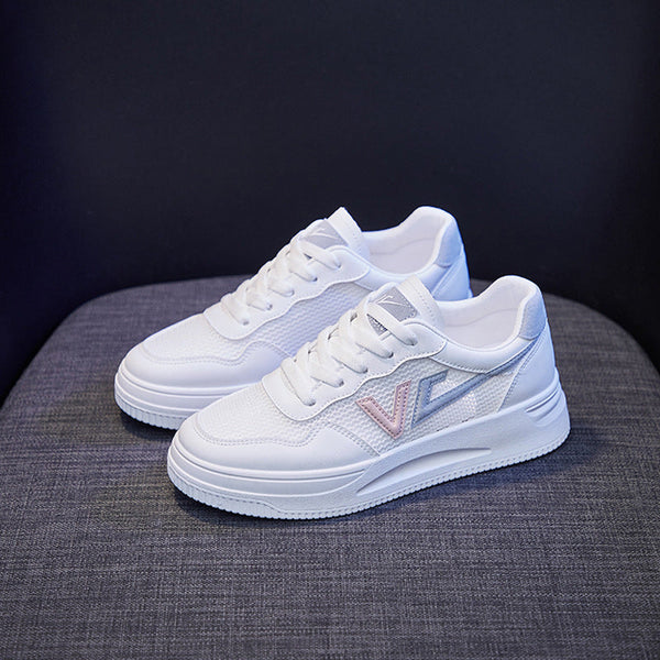 Spring Fashion Breathble Women Sneakers Leather Platform Shoes Women Lace Up Casual Shoes White Fashion Sneakers White PU Leather Platform Sneaker For Women Lace Up Walking Sneakers