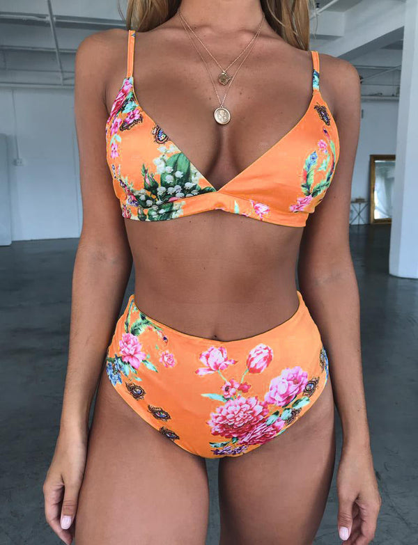 High Waist Swimwear Women Push Up Beachwear  Women High Waist Two Piece Bikini Swimsuit Halter Twist Front Bathing Suit Swimwear Solid Bathing Suit Animal Leopard Female Swimsuit Women Bikini