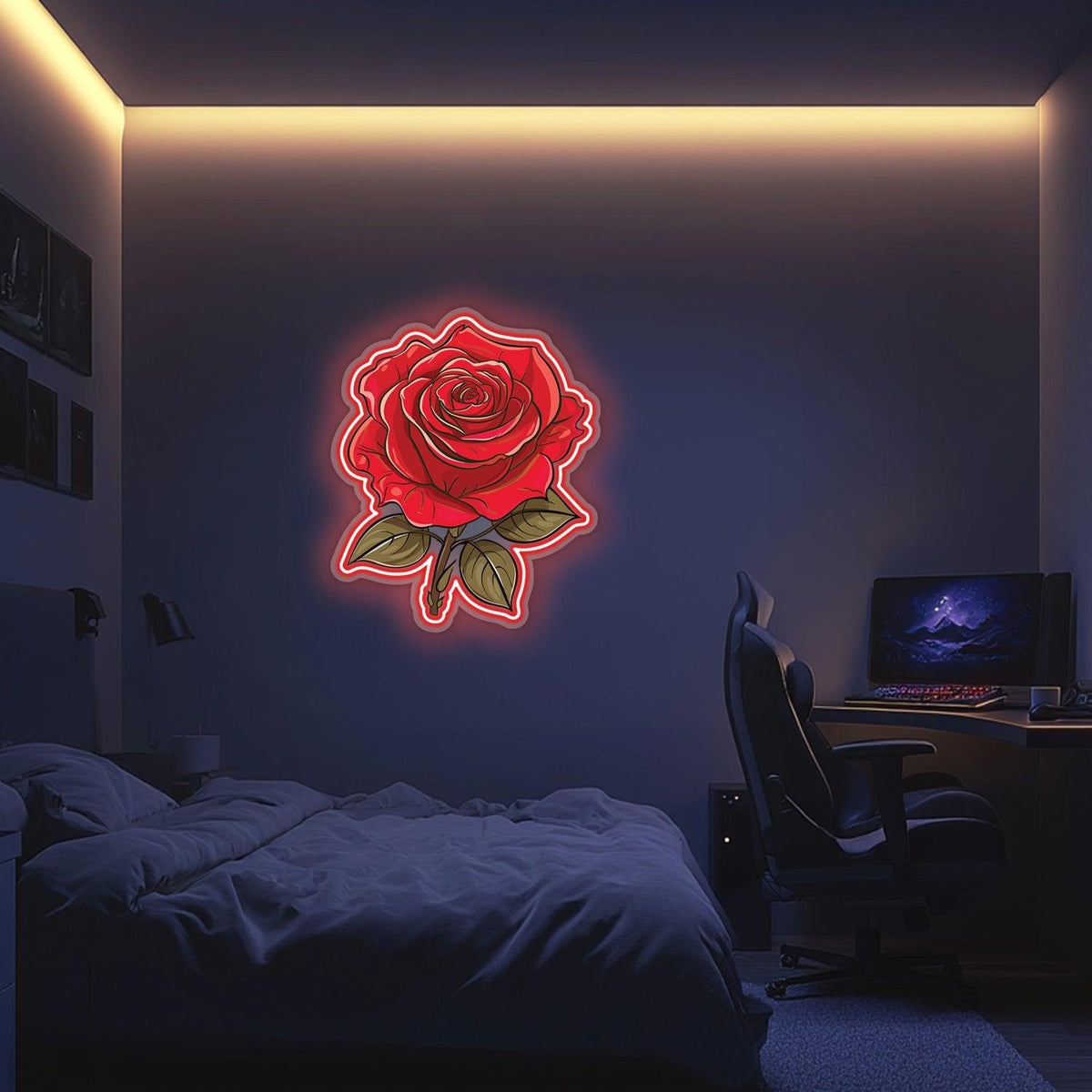 UV Printed Rose Neon Wall Art- LV0073
