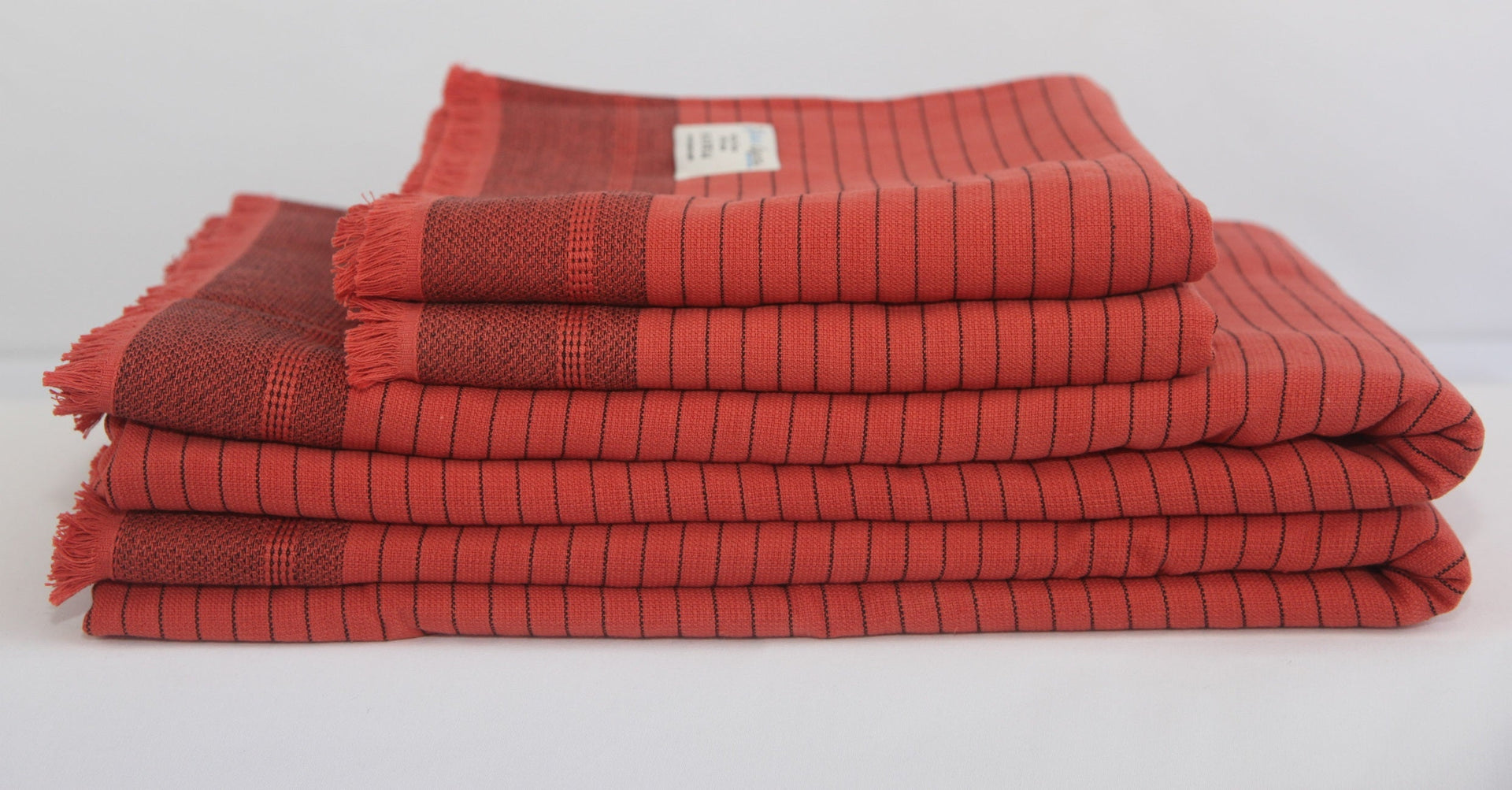 Del Mar Red Turkish Terry Towel Set – 2-in-1 Quick Dry & Plush Bath Towels, Luxury Turkish Cotton Spa & Beach Towels