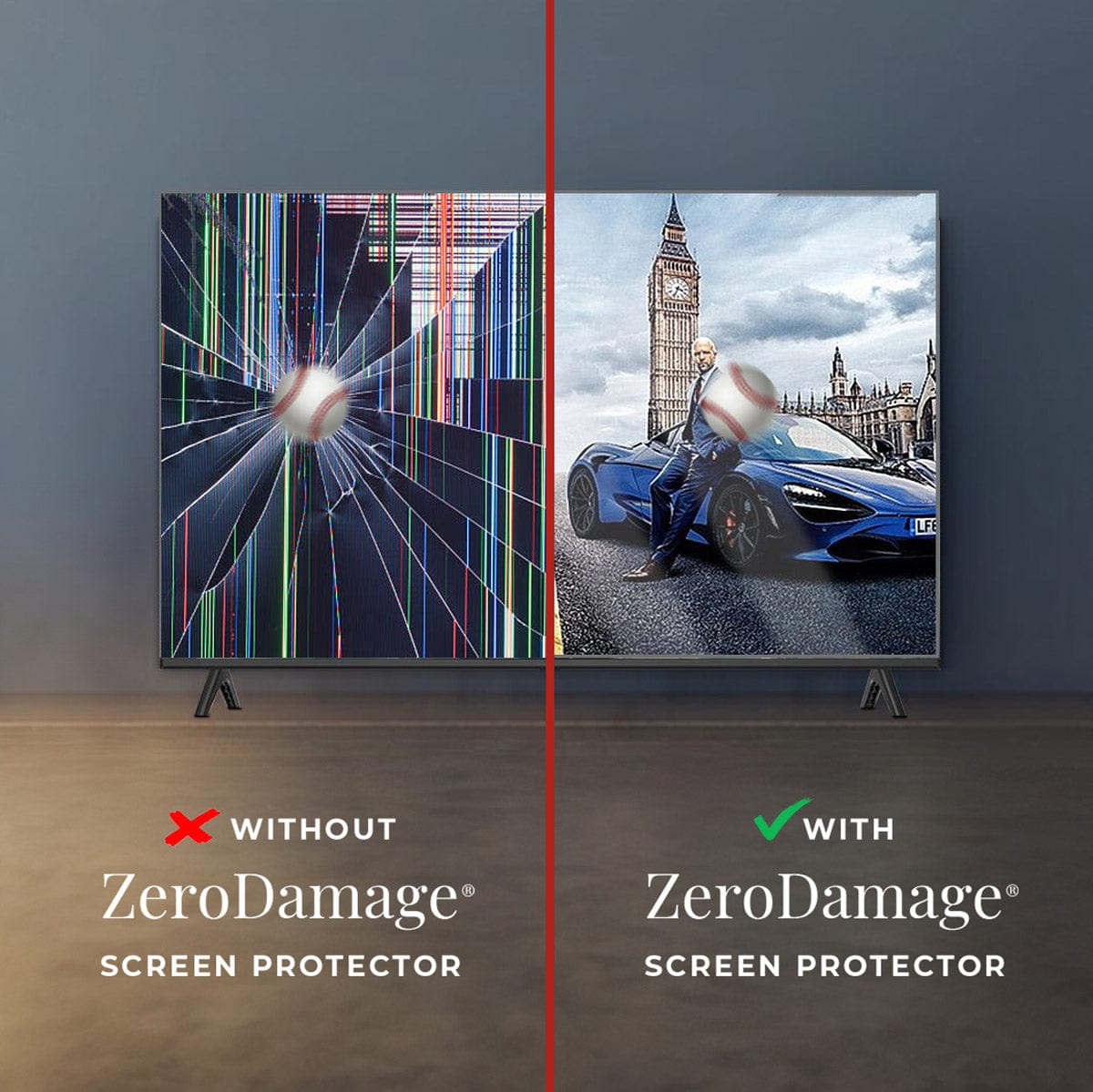 ZeroDamage Anti-Blue Light TV Screen Protector - Most 55