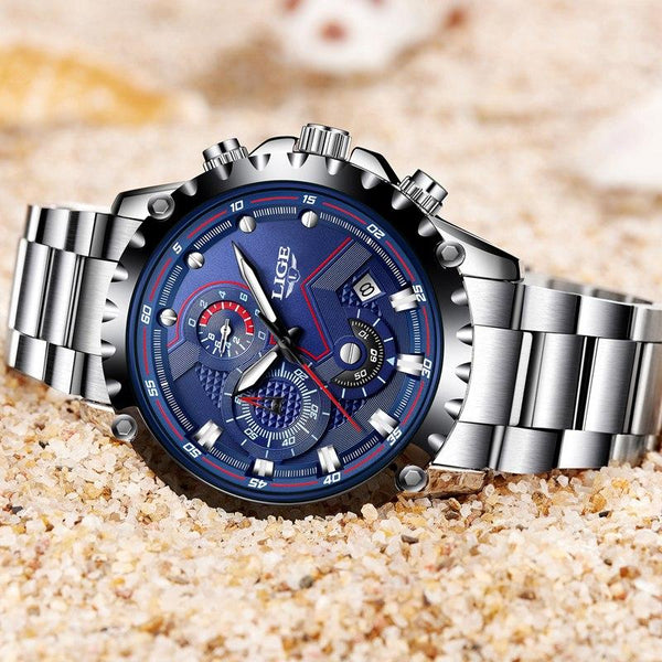 Business Elegant Men's  Watch With Chronometers Day View  Fluorescent Hands Excellent Look Unique Design Perfect Gift For Your Man