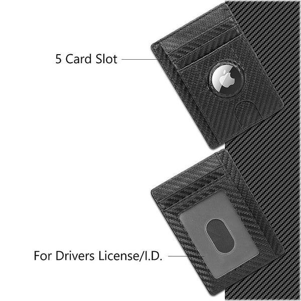 Slim Leather Carbon Style Wallet Case - Apple AirTag Zerodamage Sahara Case LLC