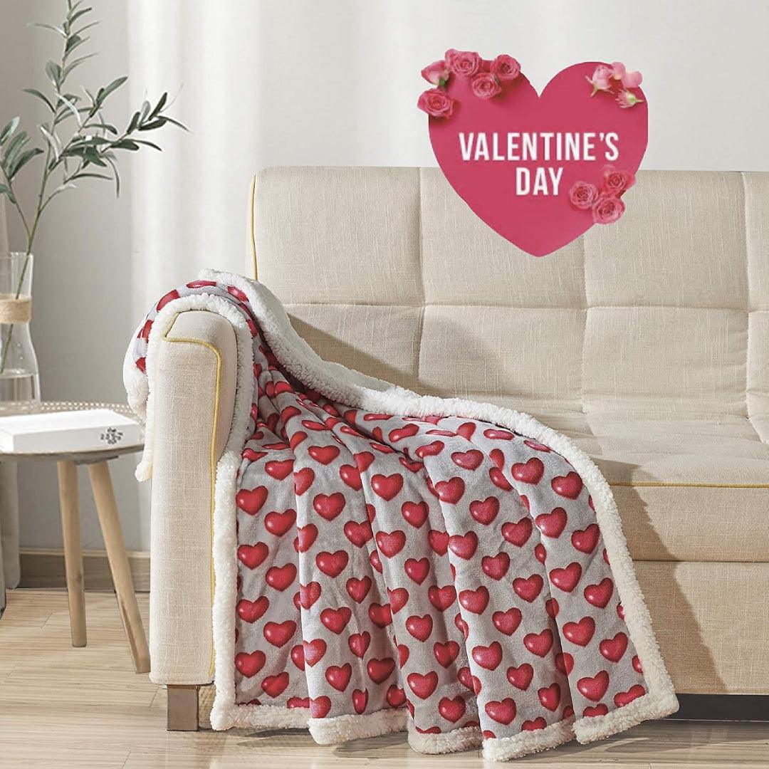 Valentine's Day Heart-Themed Throw Blanket – Ultra Plush, Soft, Cozy, and Luxurious Fleece, 50