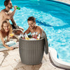 9.5 Gallon 4-in-1 Patio Rattan Cool Bar Cocktail Table Side Table-Brown