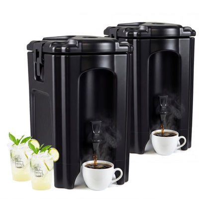 4.4 Gallons Insulated Beverage Dispenser with Ergonomic Handles Set of 2-Black