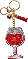 Red Wine Rhinestone Keychain – Sparkly Purse Charm & Fun Gift