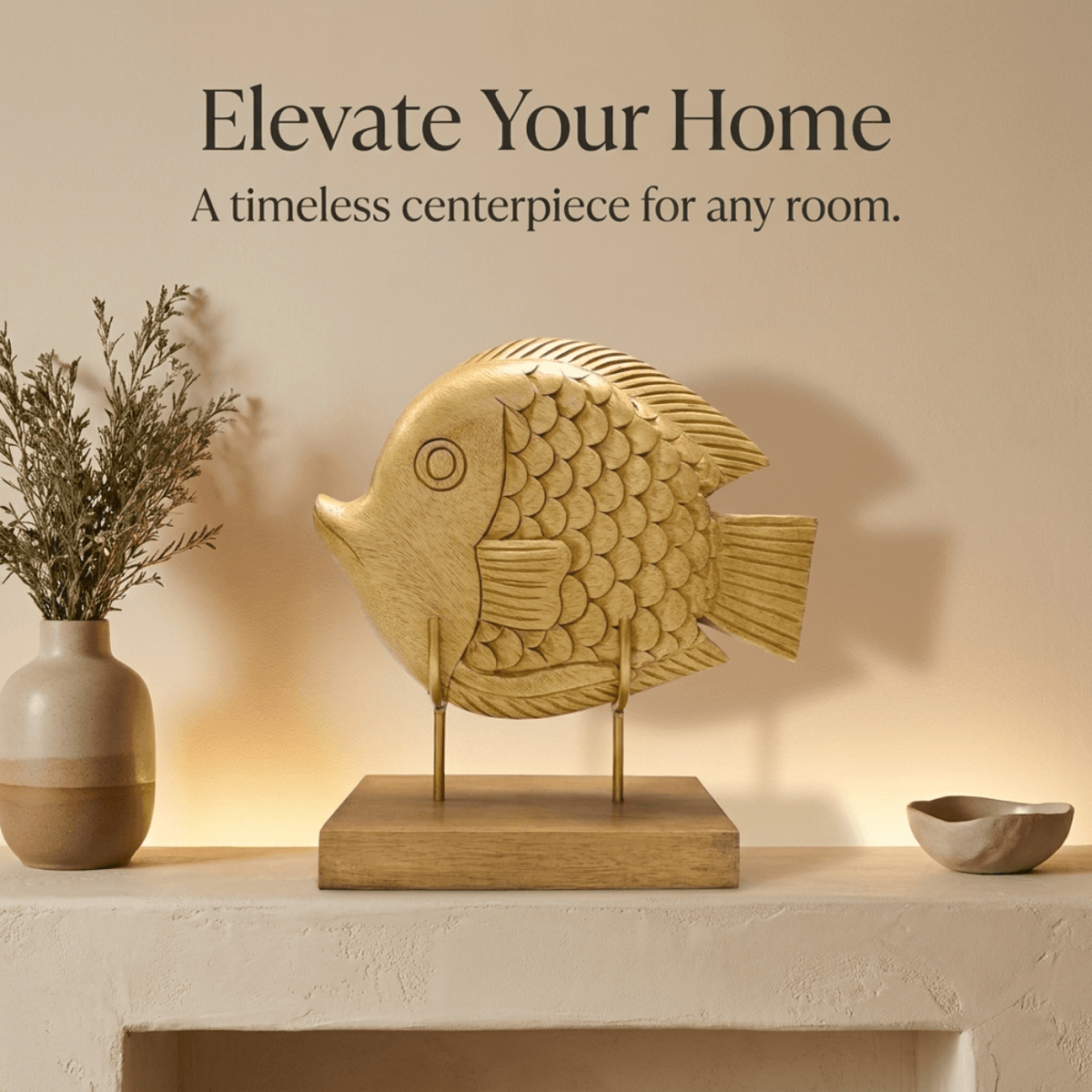 Wooden Fish Sculpture – Ocean Whisper, Acacia Wood